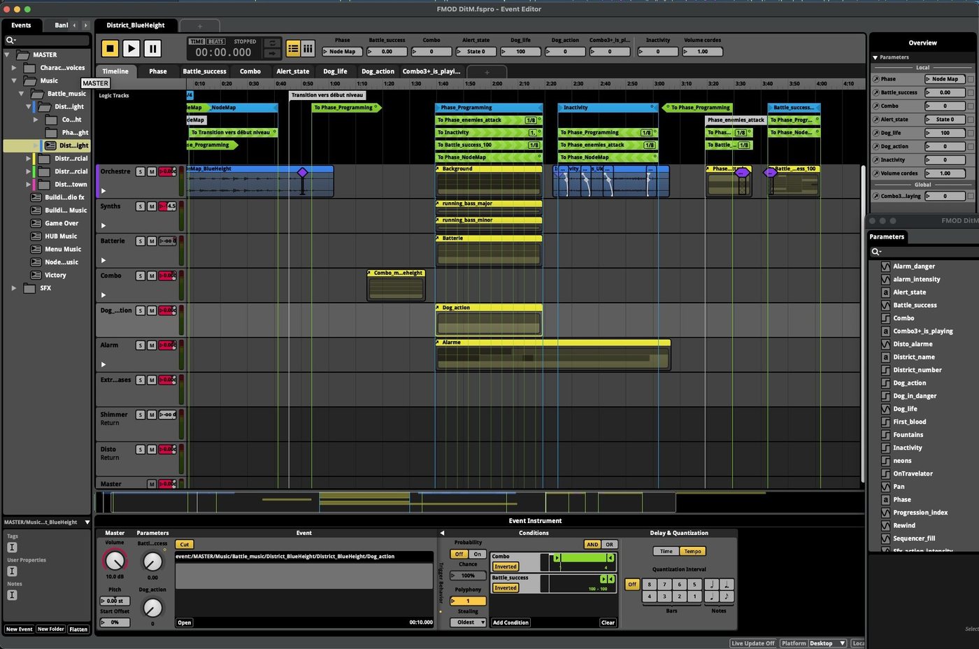 Interactive music logic in FMOD Studio